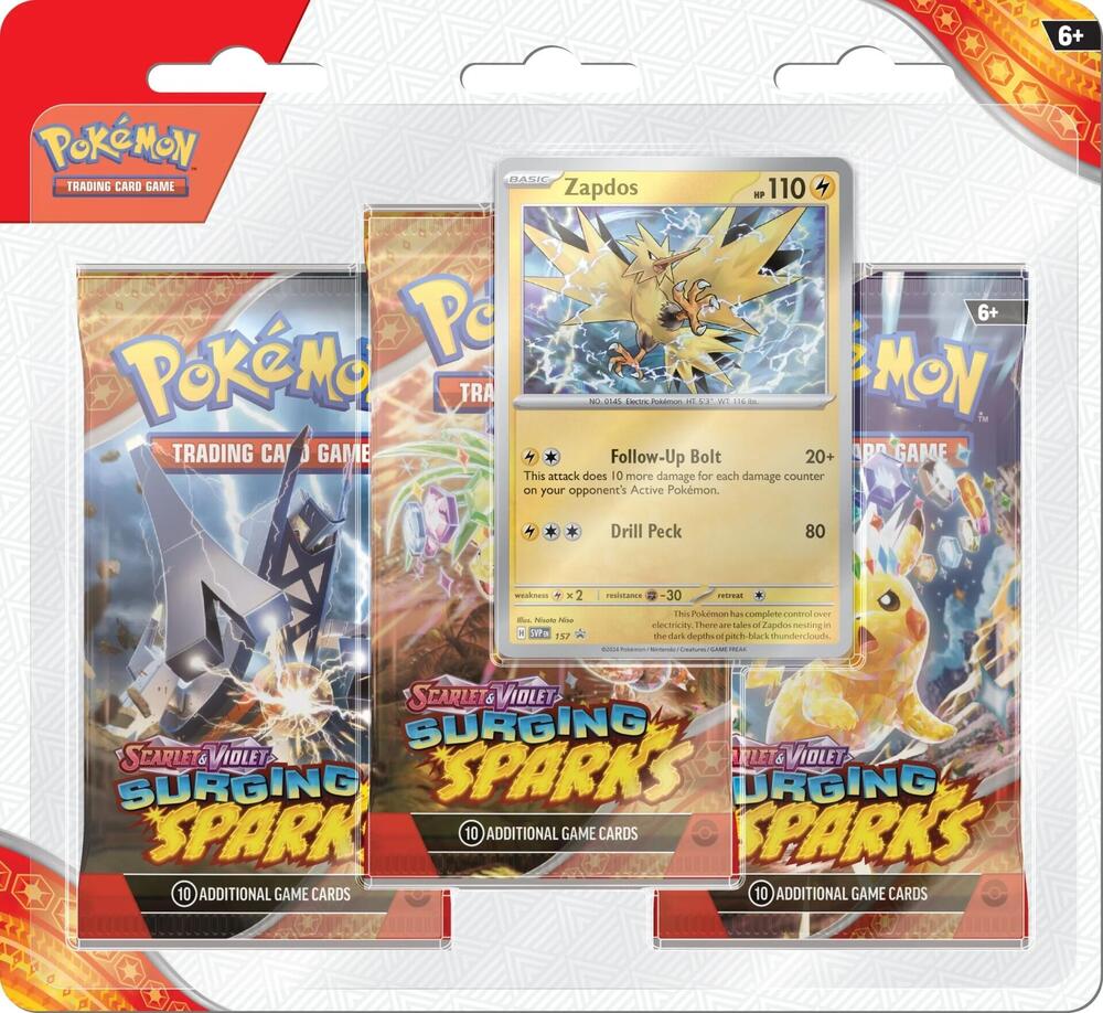 Surging Sparks 3 Pack Blister (Zapdos)